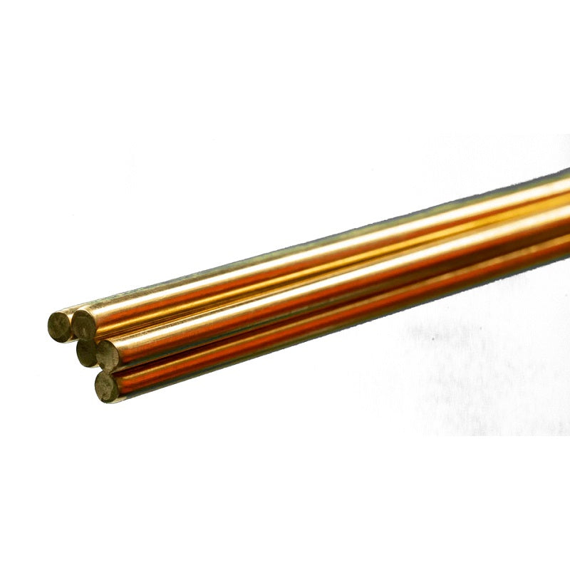 K&S Metals Round Brass Rod 3/16" OD x 36" — 5-Pack 260 Brass Rod for Hardware & Music