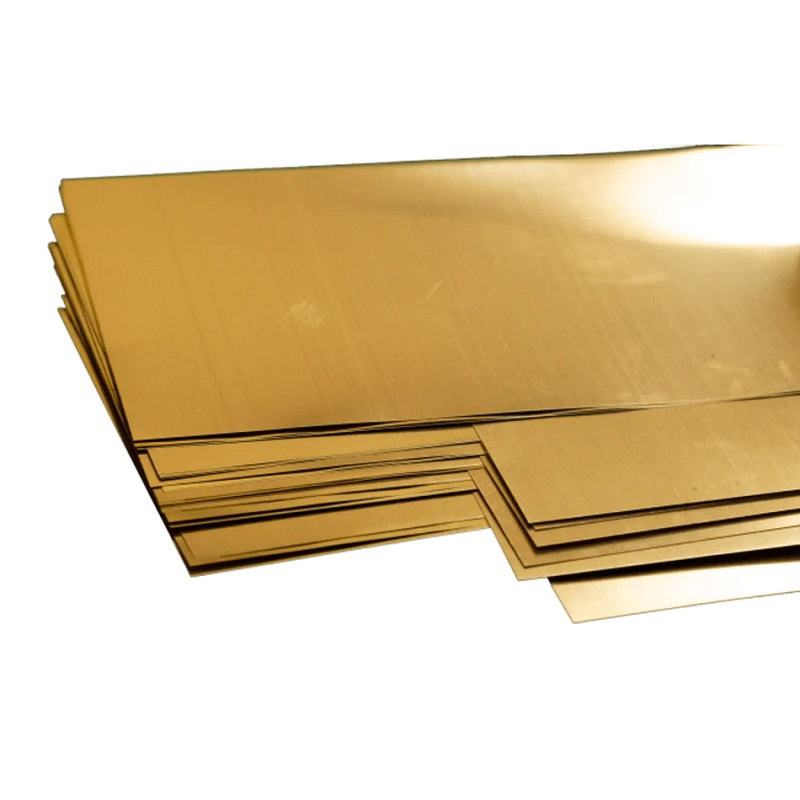 K&S Metals Brass Shim Assortment — 24-Piece Multi-Gauge 260 Brass Sheet Kit (.001"–.005")