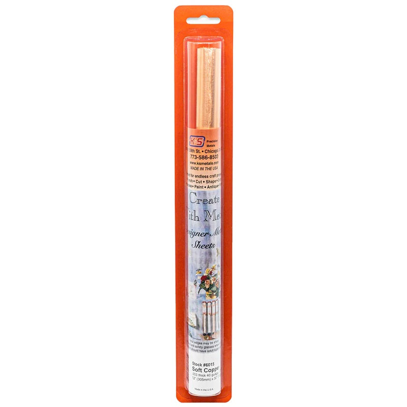 K&S Metals Copper Crafting Foil 0.003" Thick x 12" x 30" — 110 Copper Foil for Crafts & Cricut