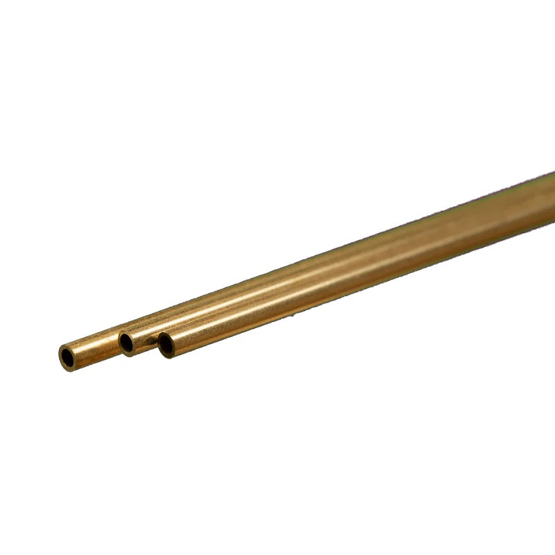 K&S Metals Round Brass Tube 3/32" OD x 0.014" Wall x 12" — 3-Pack 260/272 Brass Tubing