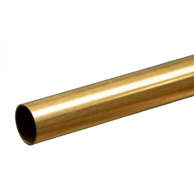 K&S Metals Round Brass Tube 3/8" OD x 0.014" Wall x 12" — 260/272 Brass Tubing for Plumbing & DIY