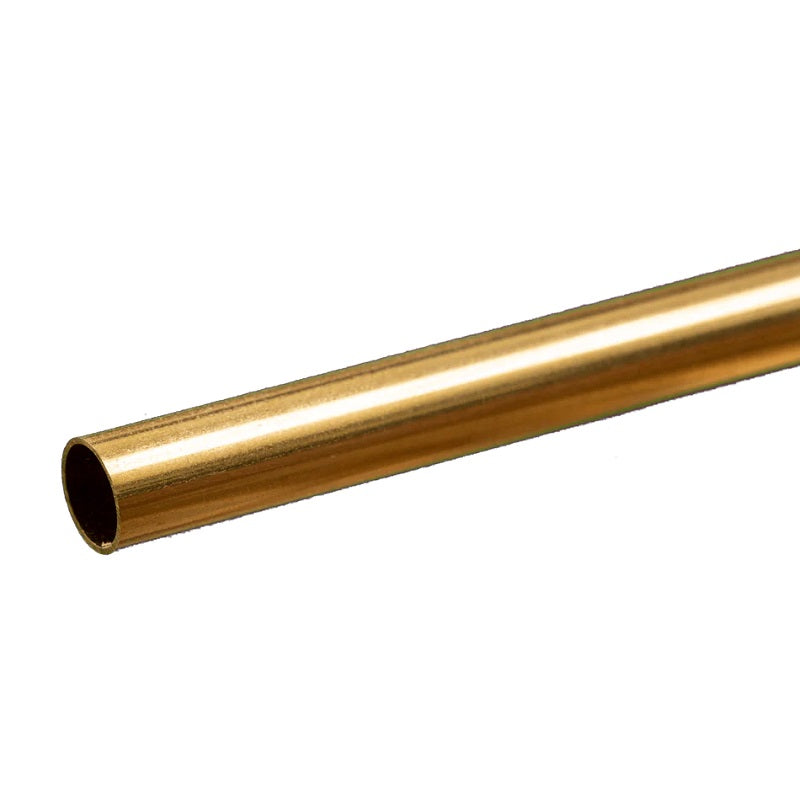 K&S Metals Round Brass Tube 13/32" OD x 0.014" Wall x 12" — 260/272 Brass Tubing for HVAC & DIY