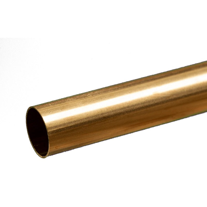K&S Metals Round Brass Tube 1/2" OD x 0.014" Wall x 12" — Classic 260/272 Brass Tubing for HVAC