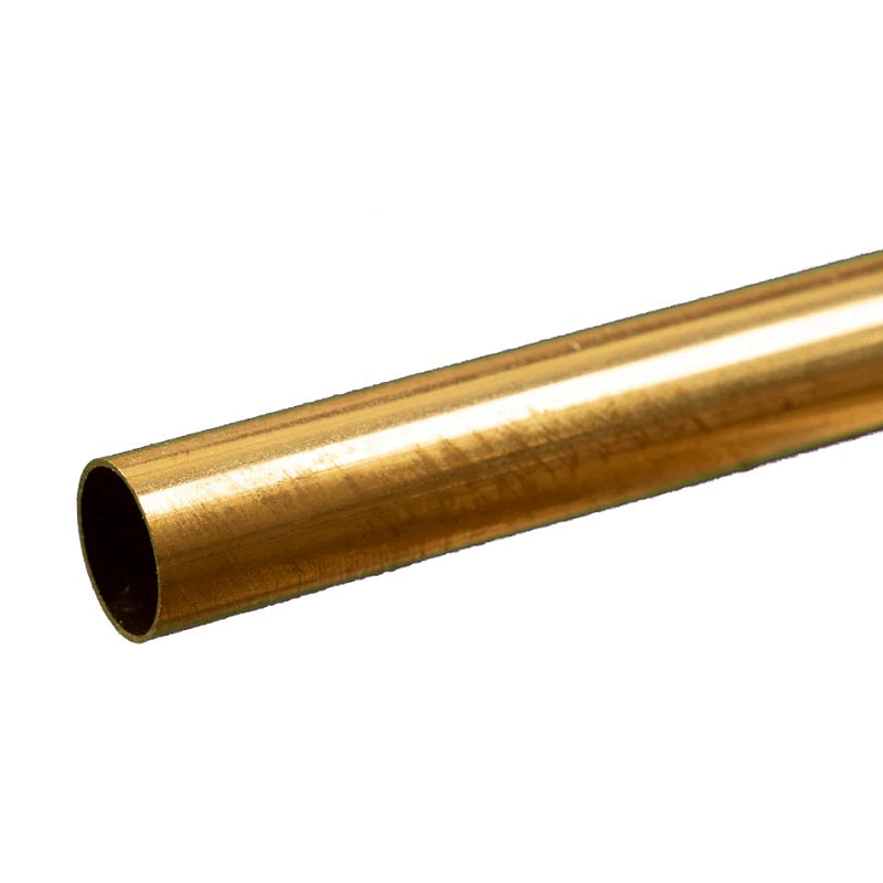 K&S Metals Round Brass Tube 17/32" OD x 0.014" Wall x 12" — 260/272 Brass Tubing for Pro & DIY