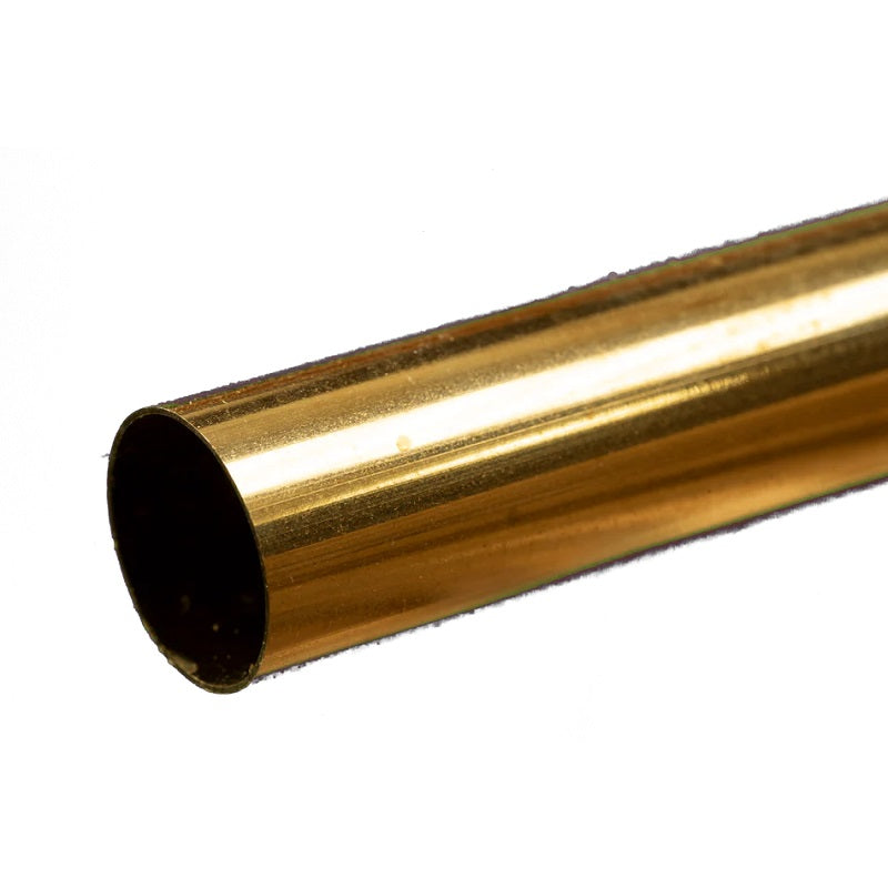 K&S Metals Round Brass Tube 21/32" OD x 0.014" Wall x 12" — Large 260/272 Brass Tubing for Plumbing & HVAC