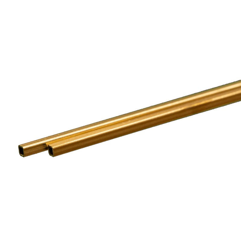 K&S Metals Square Brass Tube 3/32" OD x 0.014" Wall x 12" — 2-Pack Fine Brass Square Tubing