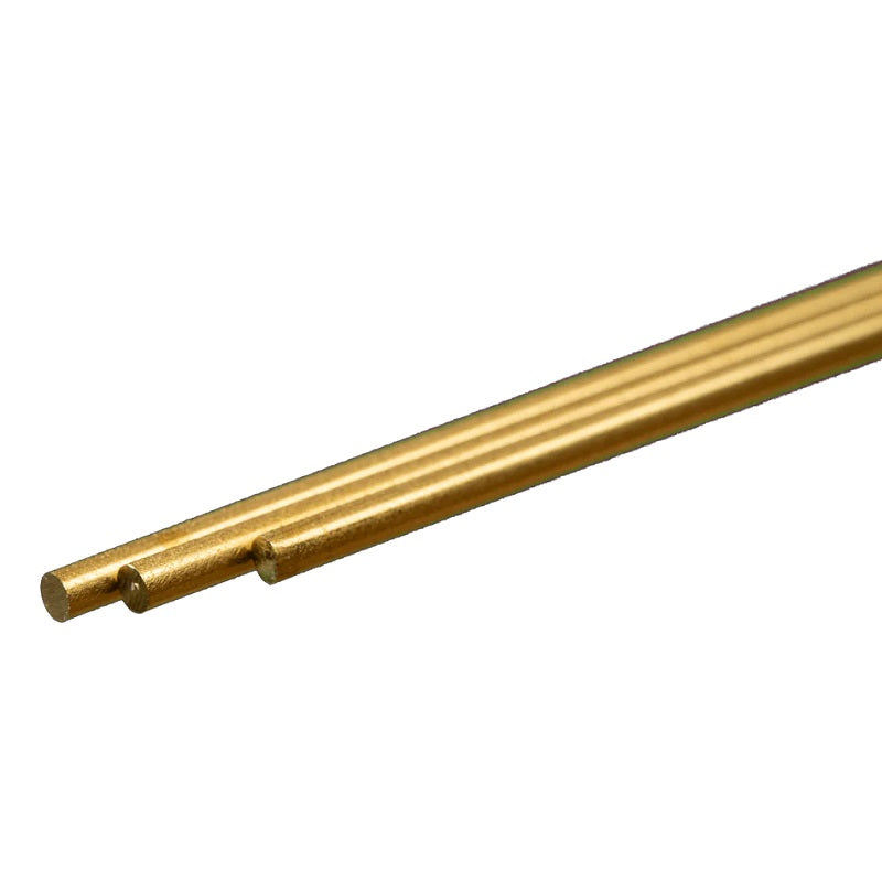 K&S Metals Round Brass Rod 0.081" OD x 12" — 3-Pack 260 Brass Rod for Models & Music