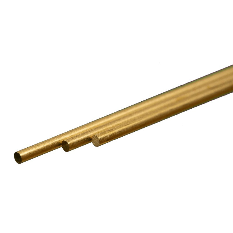 K&S Metals Round Brass Rod 0.072" OD x 12" — 3-Pack 260 Brass Rod for Hardware & Music