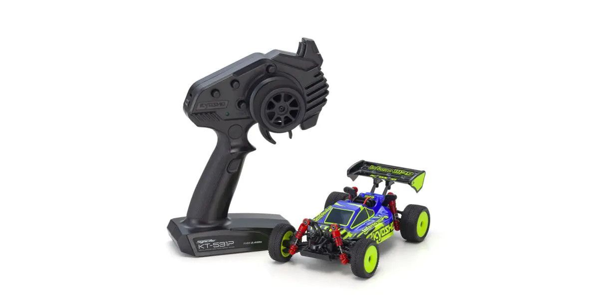 Mini-Z Buggy Inferno MP9 4WD Ready Set Blue/Yellow 1/28 Off-Road RTR | Kyosho