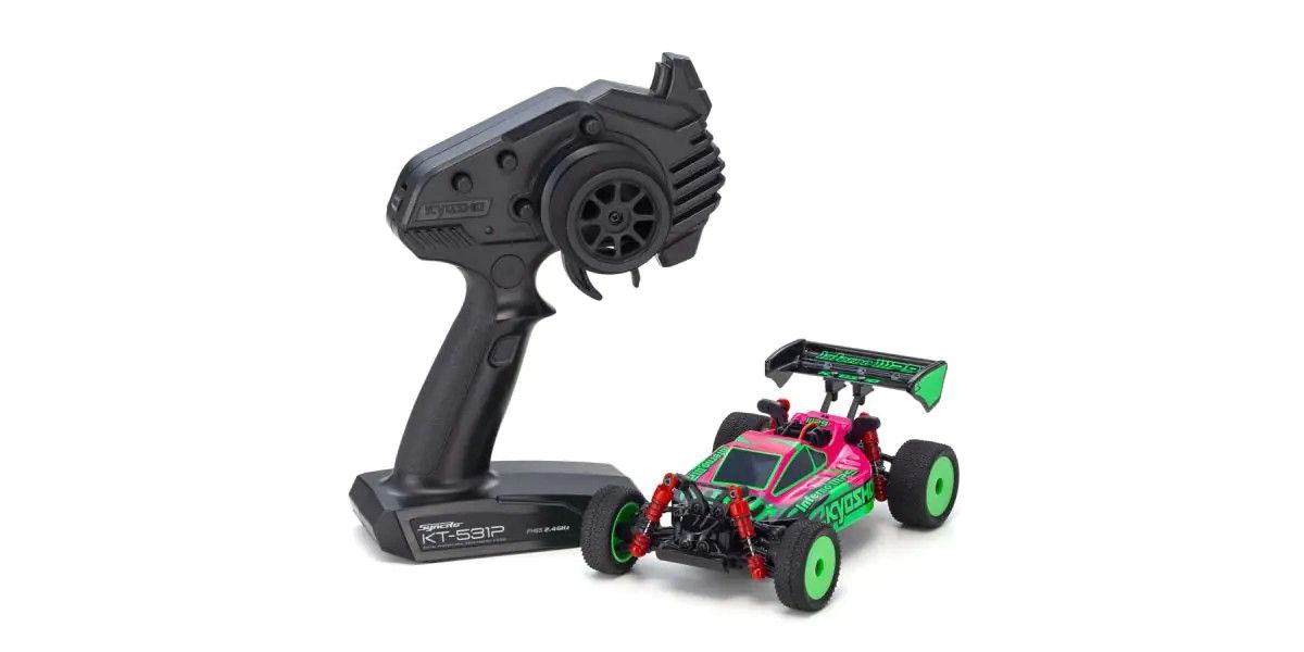 Mini-Z Buggy Inferno MP9 4WD Ready Set Pink/Green 1/28 Off-Road RTR | Kyosho