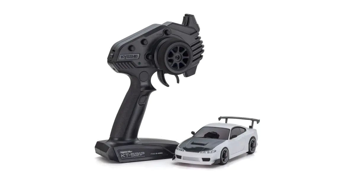 Mini-Z AWD Nissan Silvia S15 with GT Wing White MA-020 Ready Set 1/28 Drift RTR | Kyosho