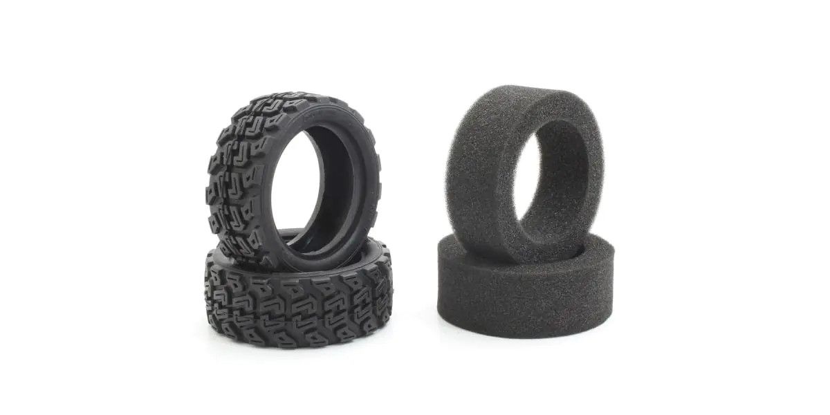Rally Tire Medium Compound 2-Pack with Foam Inserts for Fazer Mk2 FZ02-R | Kyosho