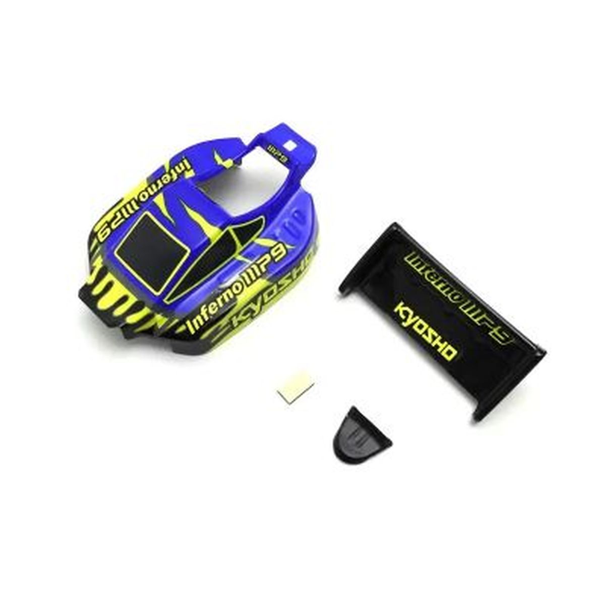 INFERNO MP9 TKI Blue/Yellow Body Set for Mini-Z Buggy | Kyosho