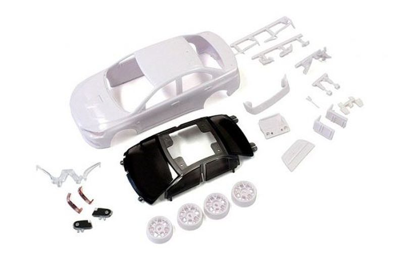 Mitsubishi Lancer EVO X White Body with AWD Wheels for Mini-Z | Kyosho