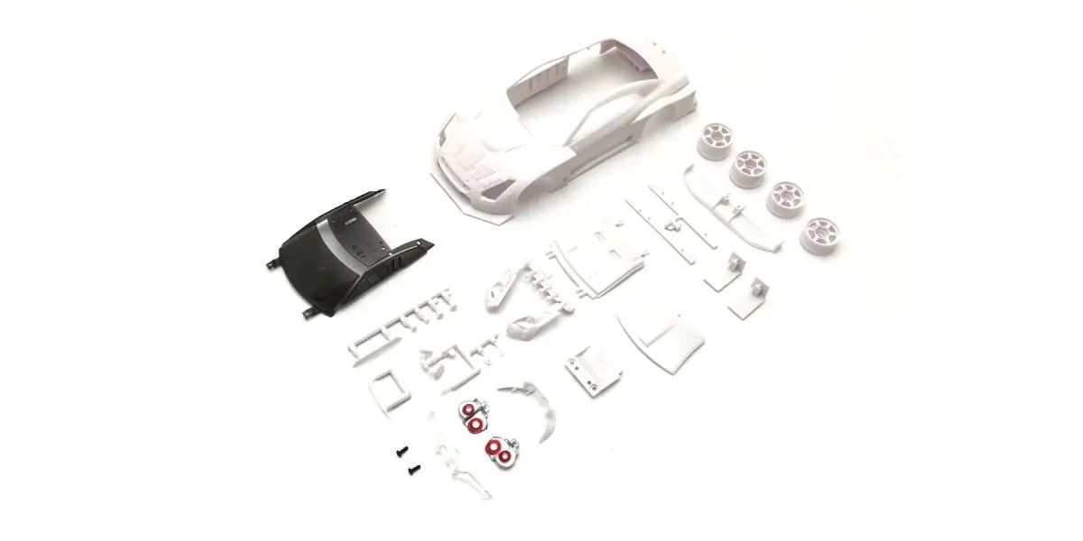 Nissan GT-R GT500 2008 White Unpainted Body Set with Wheels for Mini-Z RWD 1/27 | Kyosho