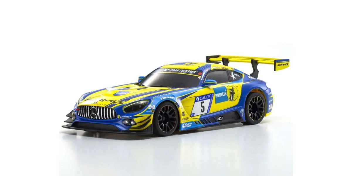 Mini-Z ASC Mercedes-AMG GT3 #5 Blue/Yellow Pre-Painted Body for MR-03W-MM 1/27 | Kyosho