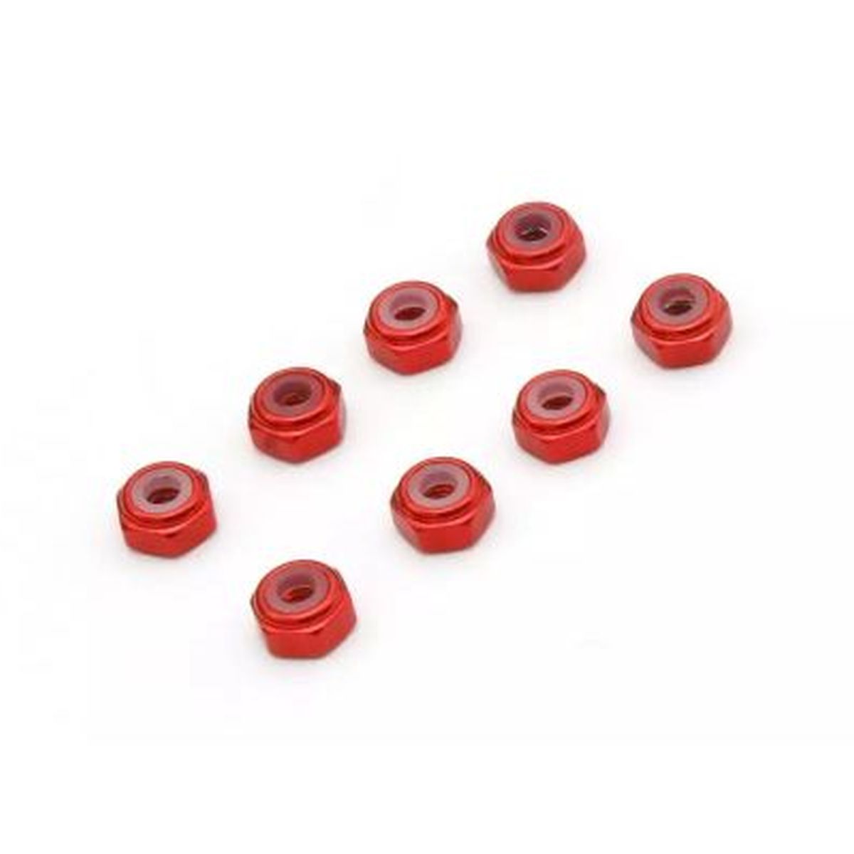 M2 Aluminum Nylon Lock Nut Set (Red/8pcs) for Mini-Z | Kyosho