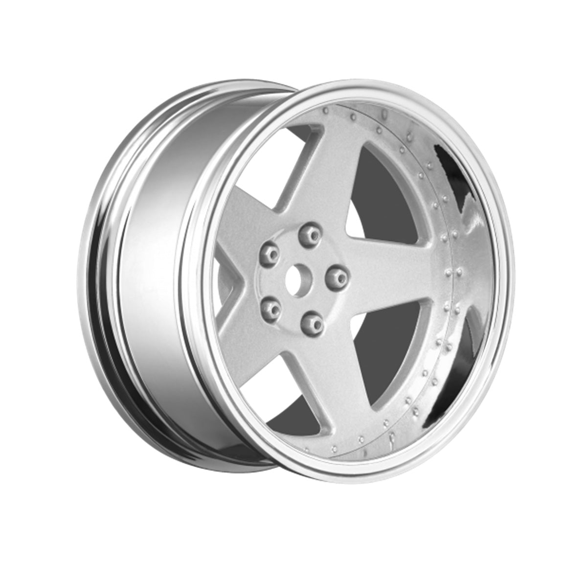 Louise RC 5-Spoke Matte Silver 1/10 Drift Wheels with Adjustable Offset - 4 Piece Set