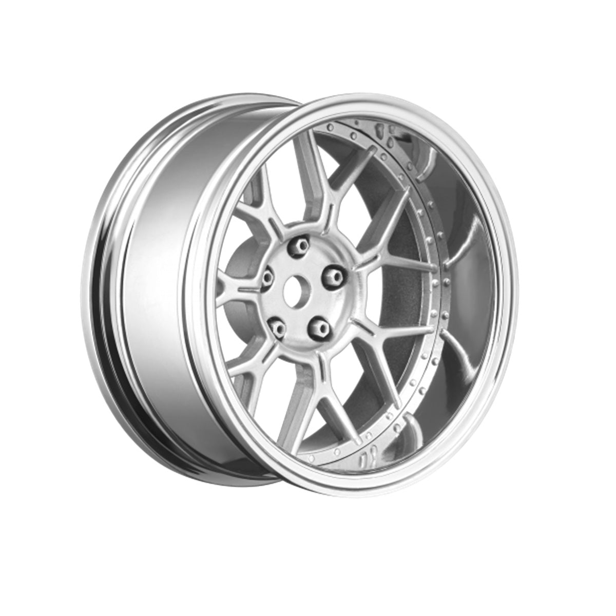 Louise RC 14-Spoke Matte Silver 1/10 Drift Wheel and Tire Set Pre-Mounted