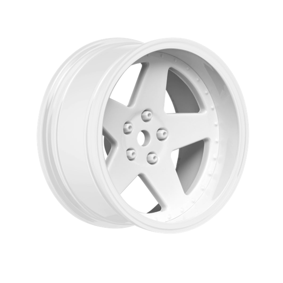 Louise RC 5-Spoke Gloss White 1/10 Drift Wheels with Adjustable Offset - 4 Piece Set