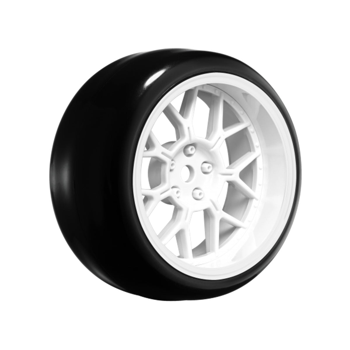 Louise RC 14-Spoke Gloss White 1/10 Drift Wheel and Tire Set Pre-Mounted