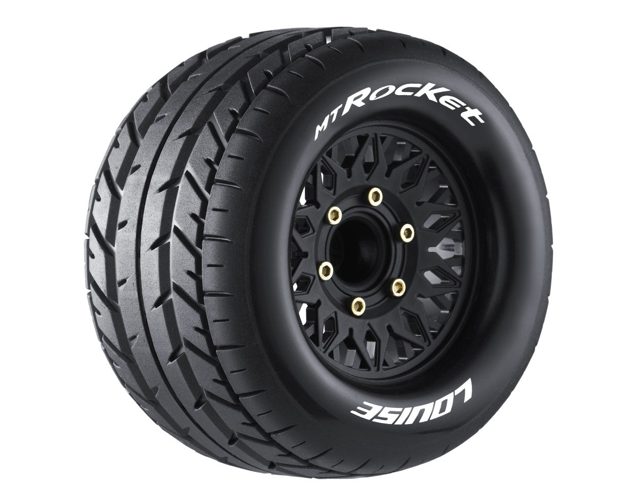Louise RC L-T3201SX MT-Rocket Soft Road Tires on Black Rim Removable Hex for 1/10 Monster Truck LT3201SX