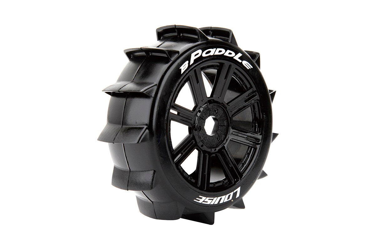 Louise R/C B-Paddle 1/8 Off-Road Buggy Tires, 17mm Hex, Mounted on Black Spoke Rim, Soft, Front/Rear (2) LT3249SB