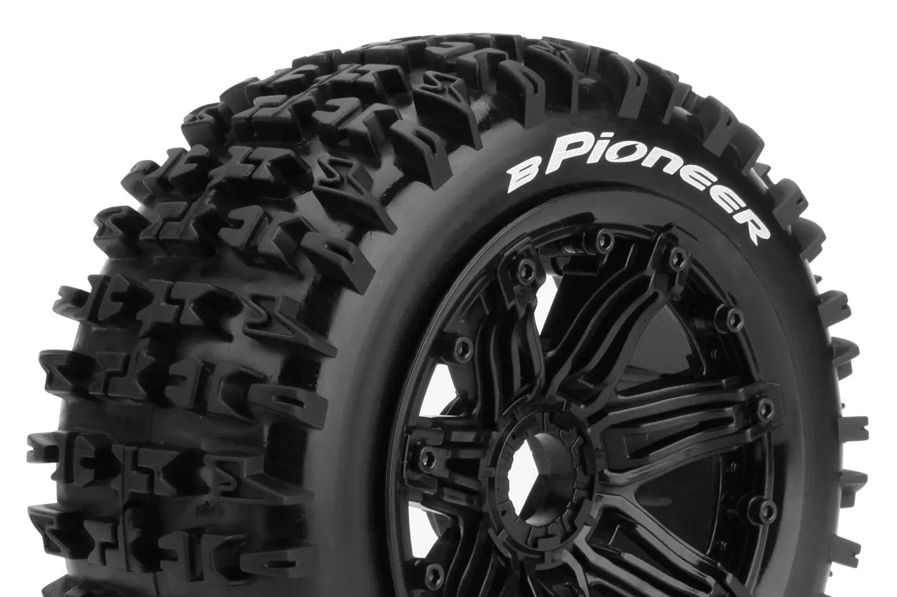 Louise R/C B-Pioneer 1/5 Off Road Buggy Tires, 24mm Hex, Mounted on Black Rims LT3267B