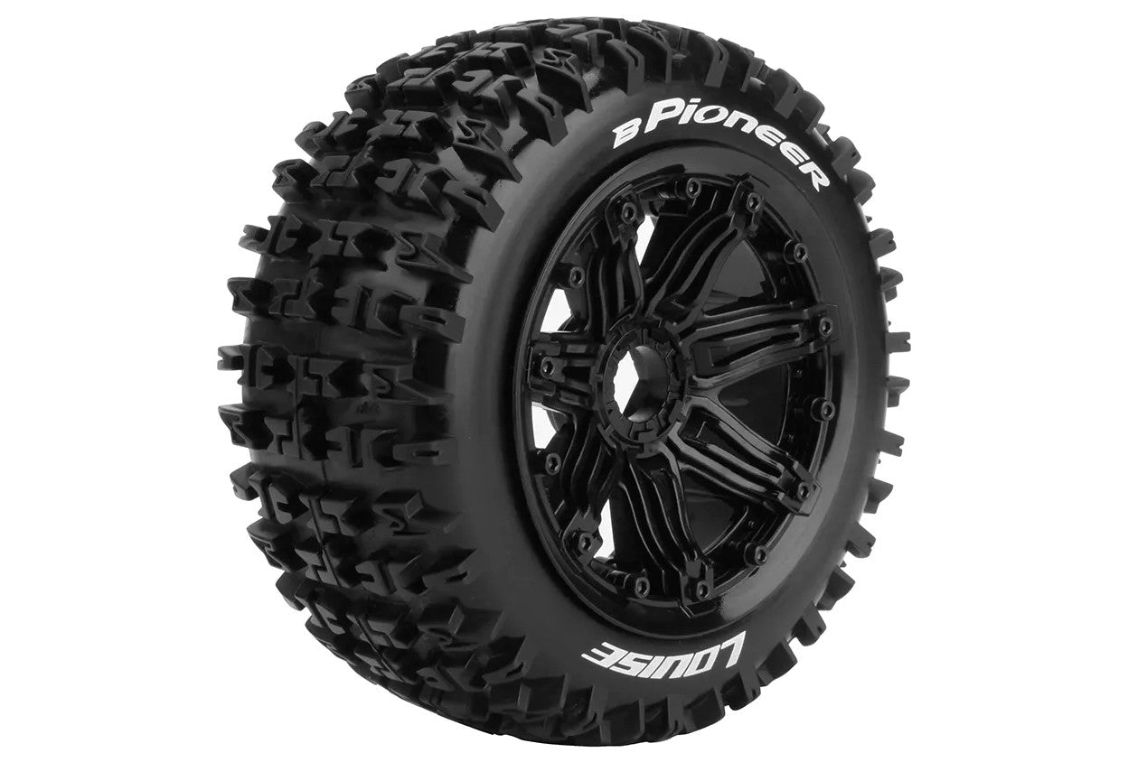 Louise R/C B-Pioneer 1/5 Off Road Buggy Tires, 24mm Hex, Mounted on Black Rims LT3267B