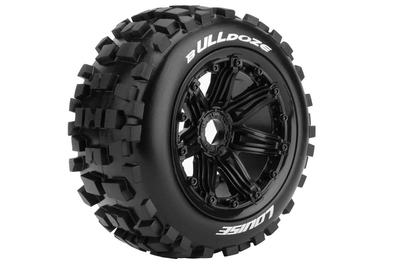Louise R/C B-Ulldoze 1/5 Off-Road Buggy Tires, 24mm Hex, Mounted on Black Rims LT3268B