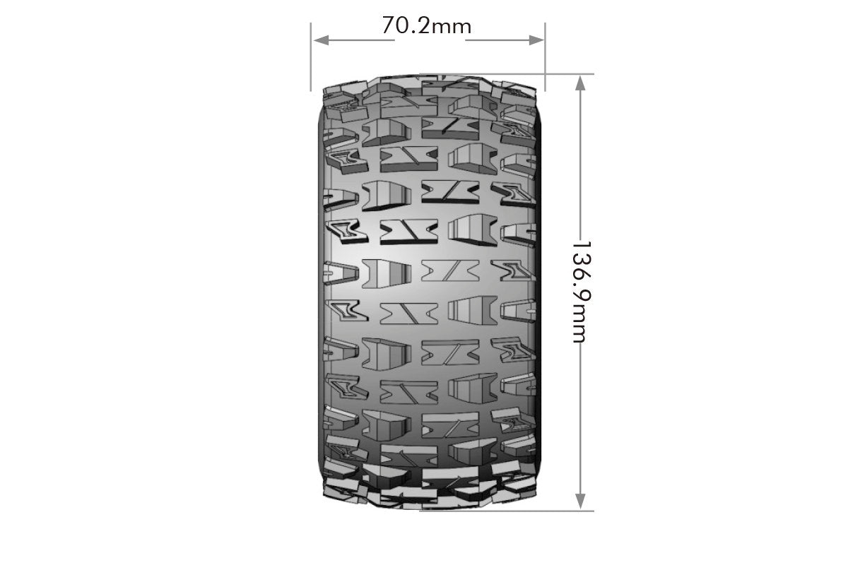 Louise MT-Pioneer Traxxas Maxx Sport Belted MFT Tires Bead-Lock 2.8 Rims 1/2-Offset Hex 17mm (2)