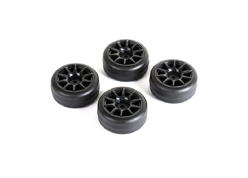 Louise R/C Drift Tires + Wheels 10 Spoke Black +1mm (4pcs), Fits LMX NBA329