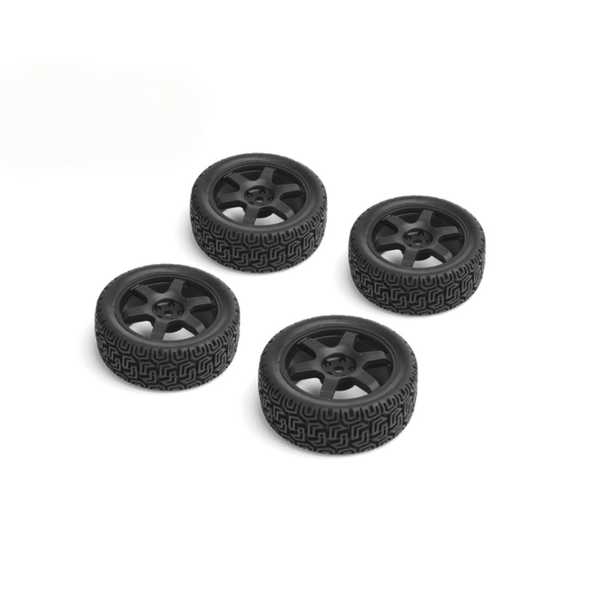 Louise R/C Rally Tires 6 Spoke Wheel- Black (4pc) NHA485
