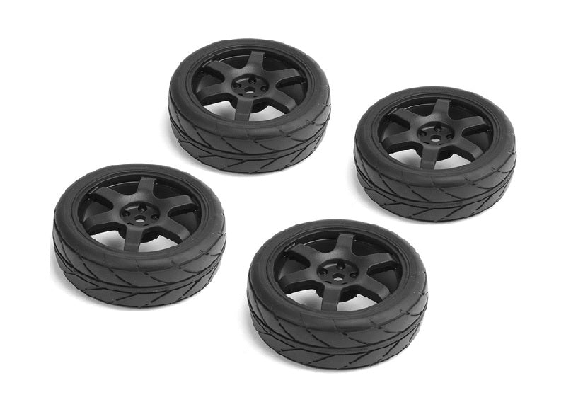 Louise R/C 1/10 Road Tires 6 Spoke Wheel, Black / ET-0mm (4pcs), NHA487
