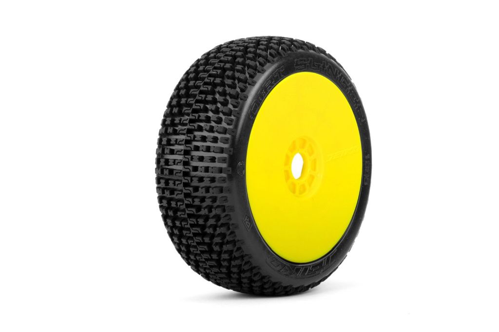 Power Hobby Dirt Slinger 1/8 Buggy Pre-Mounted Tires 2-Pack with Yellow Wheels