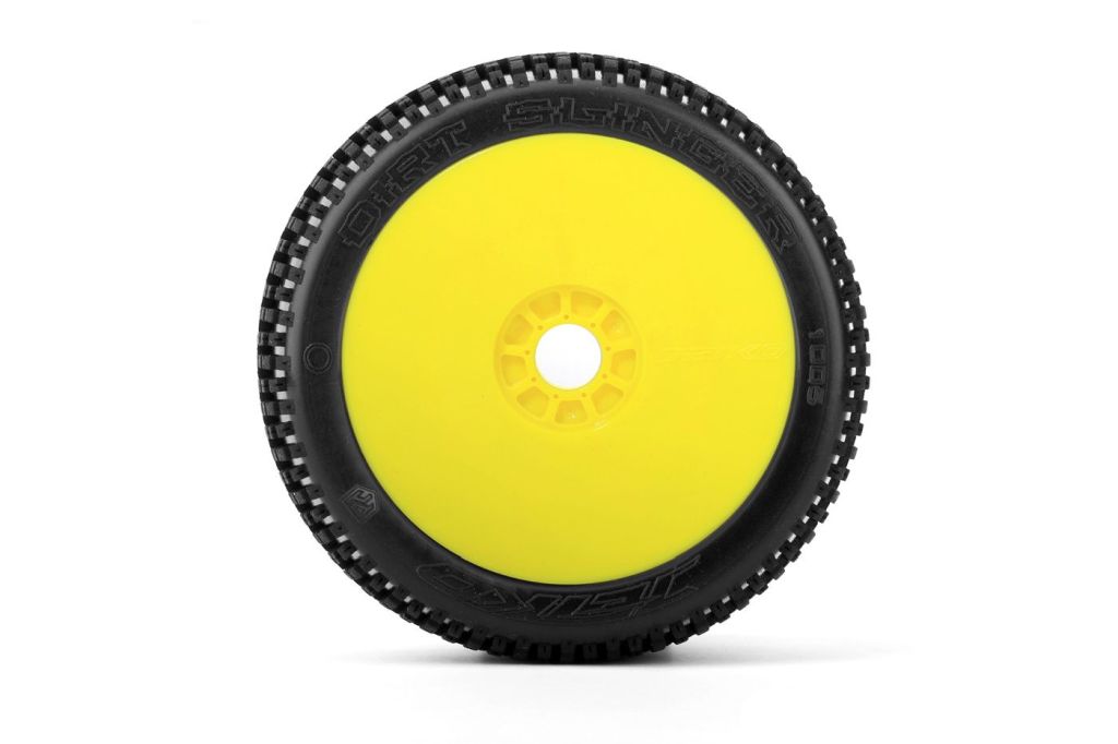 Power Hobby Dirt Slinger 1/8 Buggy Pre-Mounted Tires 2-Pack with Yellow Wheels
