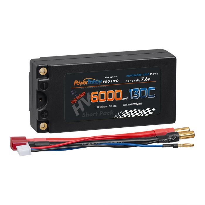 Power Hobby 2S 7.6V 6000mAh 130C HV Graphene Shorty LiPo Battery