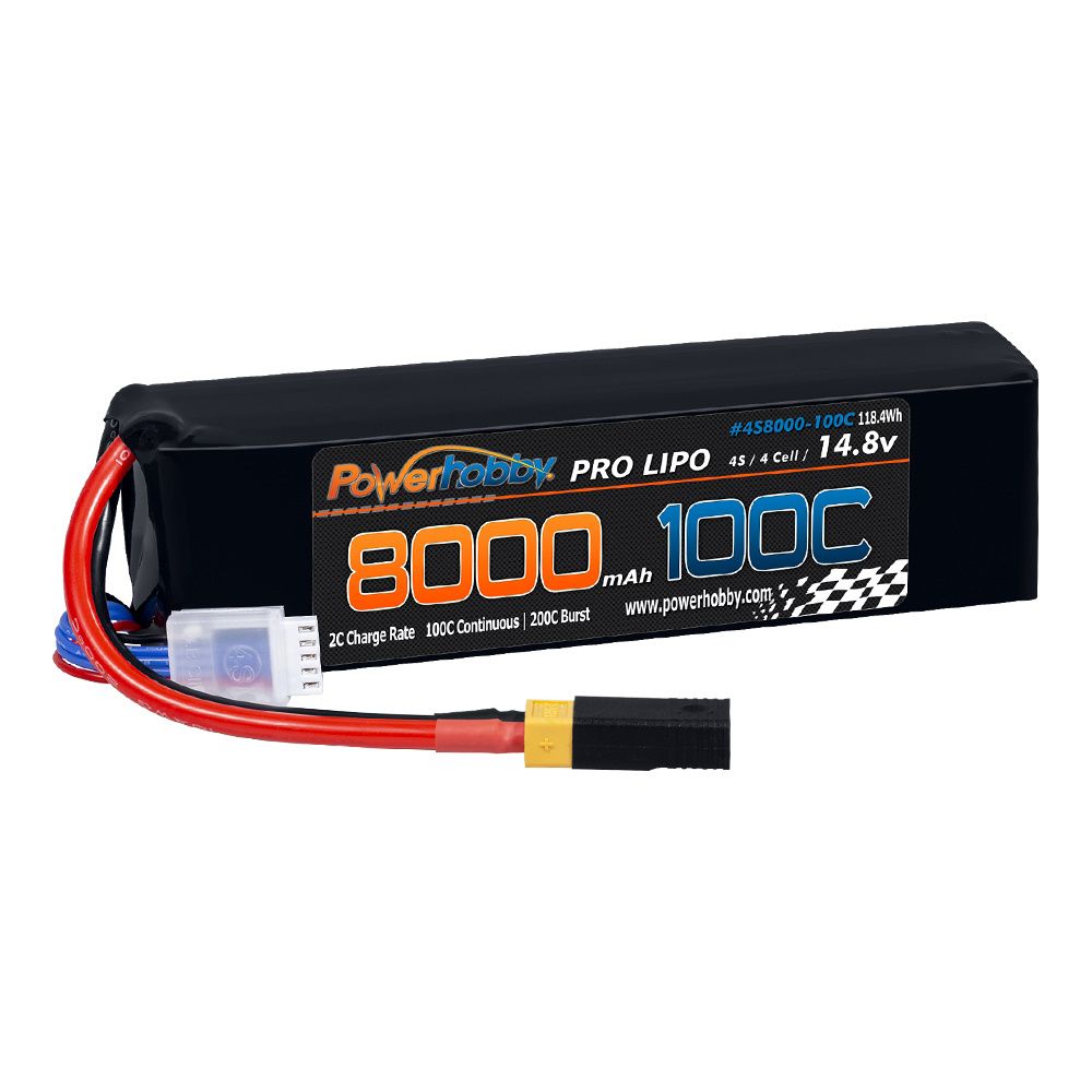Power Hobby 4S 14.8V 8000mAh 100C LiPo Battery with XT60 Plug and Adapter
