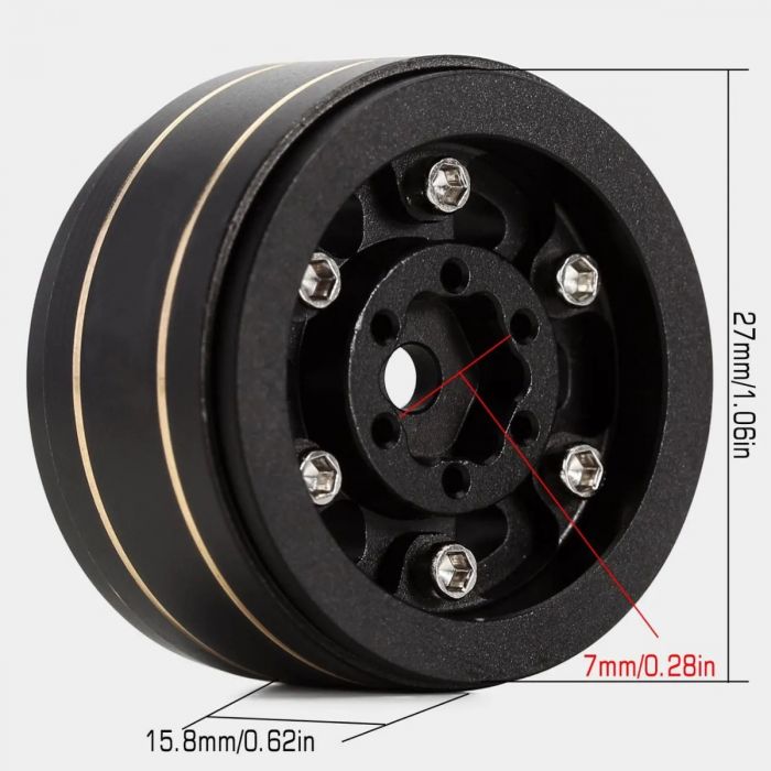 Power Hobby 1.0 inch Z1 Brass Beadlock Crawler Wheels for 1/24 Axial SCX24