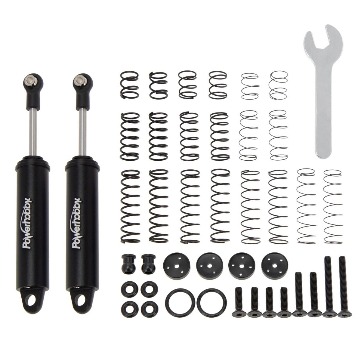 Power Hobby 100mm Promatics Two-Stage Internal Spring Shocks (Black) for 1/10 Crawlers