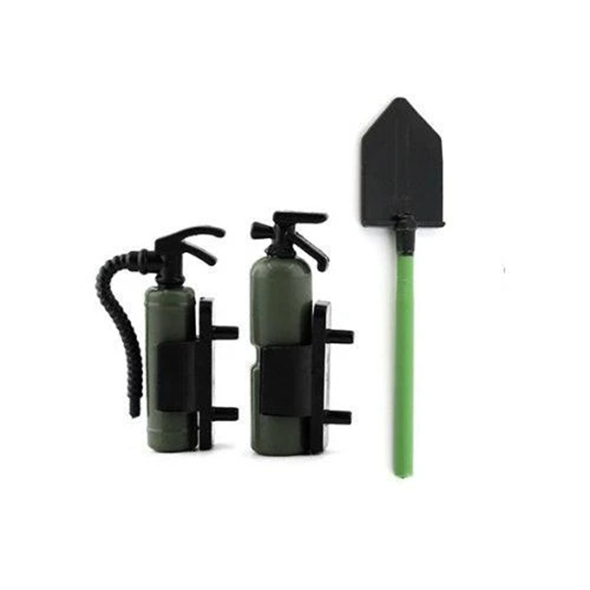Power Hobby 1/10 Scale Fire Extinguisher & Shovel Set – Green Trail Accessories for RC Rock Crawlers
