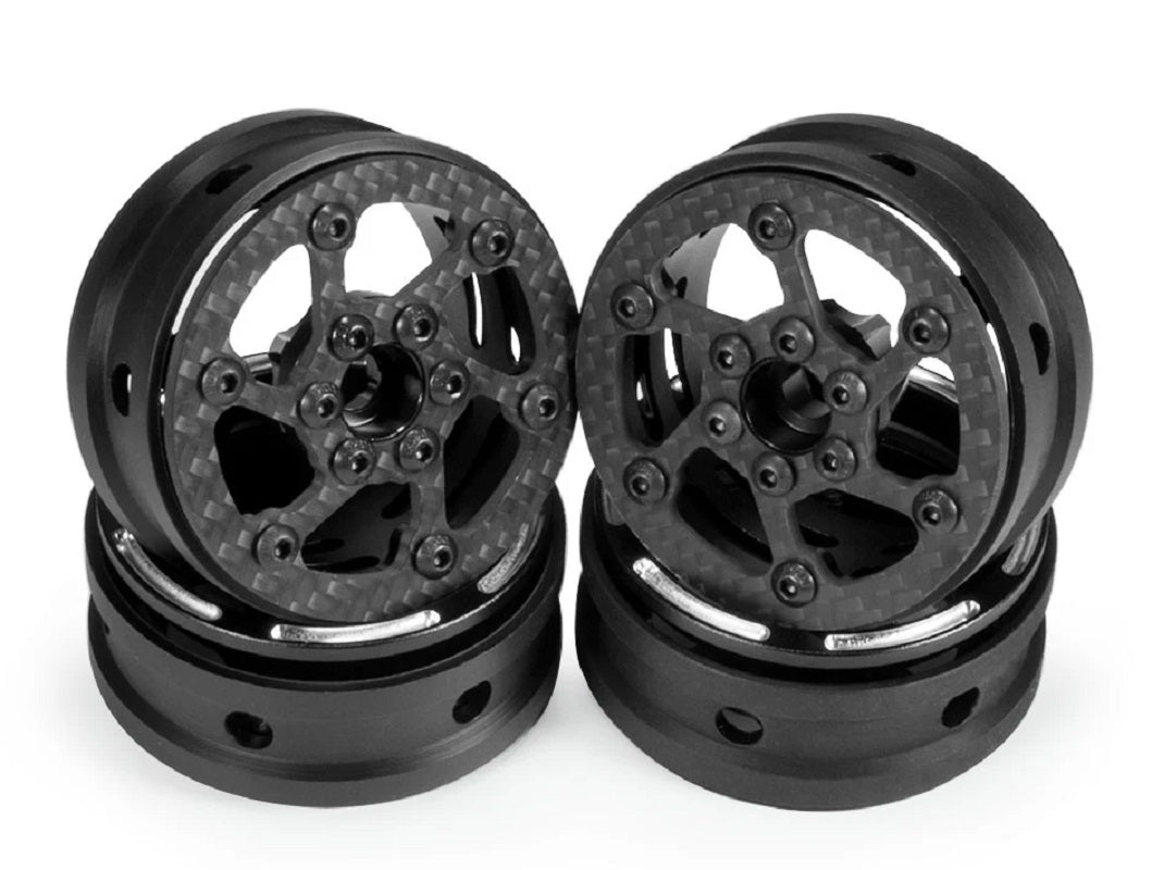 Power Hobby 1.9 Inch Carbon Fiber Lightweight Beadlock Wheels Style A for 1/10 Rock Crawlers
