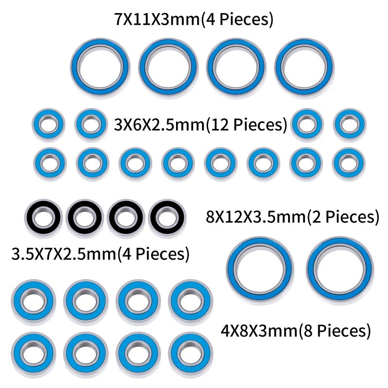 Power Hobby Complete 30-Piece Sealed Bearing Kit Upgrade for 1/18 Redcat Ascent-18