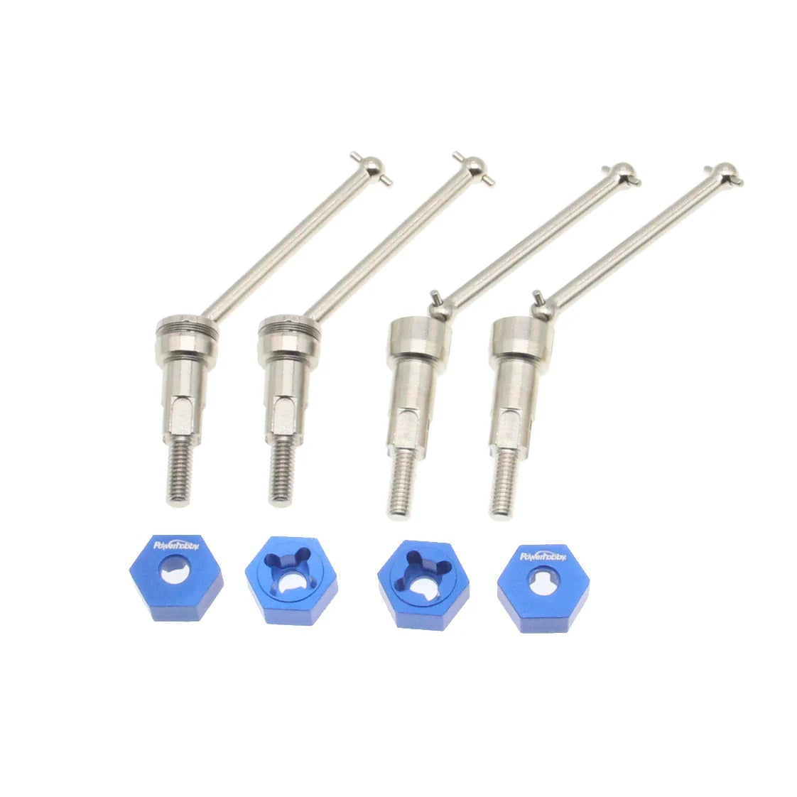 Power Hobby Front and Rear CVD Driveshaft Axle Set Silver 4-Pack Upgrade for Arrma Mojave Grom