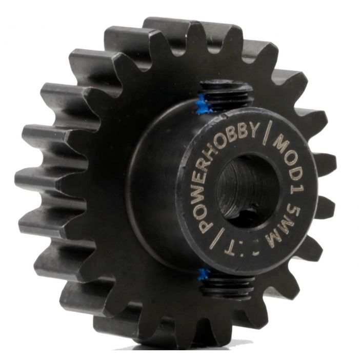 Powerhobby Hardened Steel 20T Mod1 Pinion Gear with 5mm Bore & 2 Grub Screws