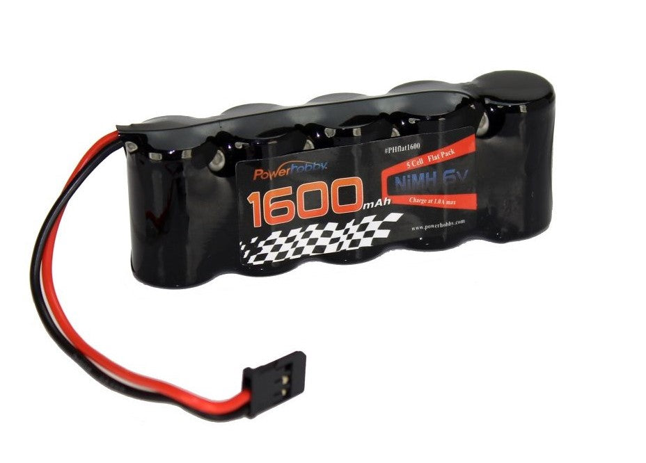 Power Hobby 6V 1600mAh NiMH Flat Receiver Battery Pack with Hitec Connector