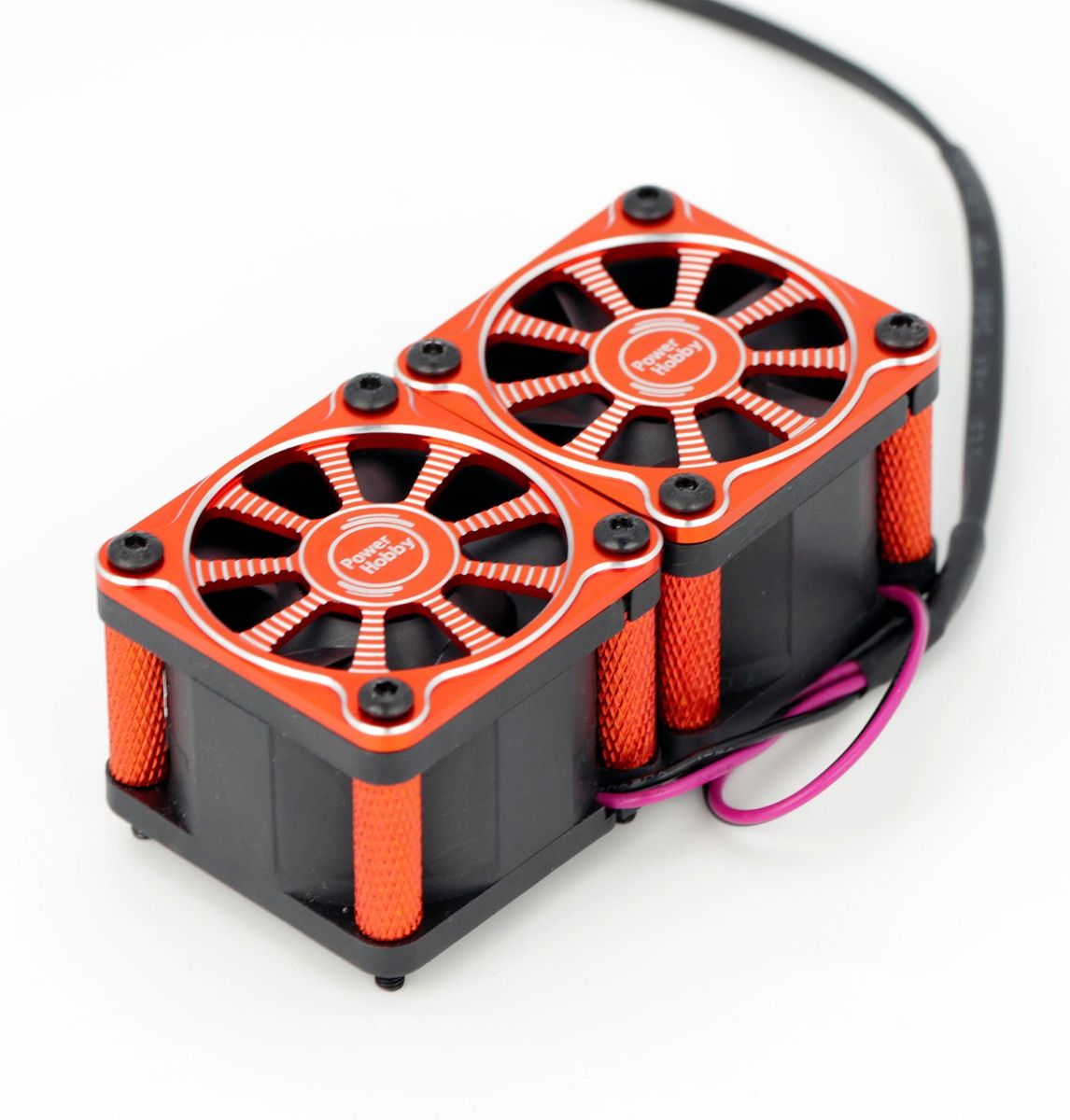 Powerhobby Twister Twin Dual 40mm 1/8 1/5 Motor Aluminum Cooling Fan Red
