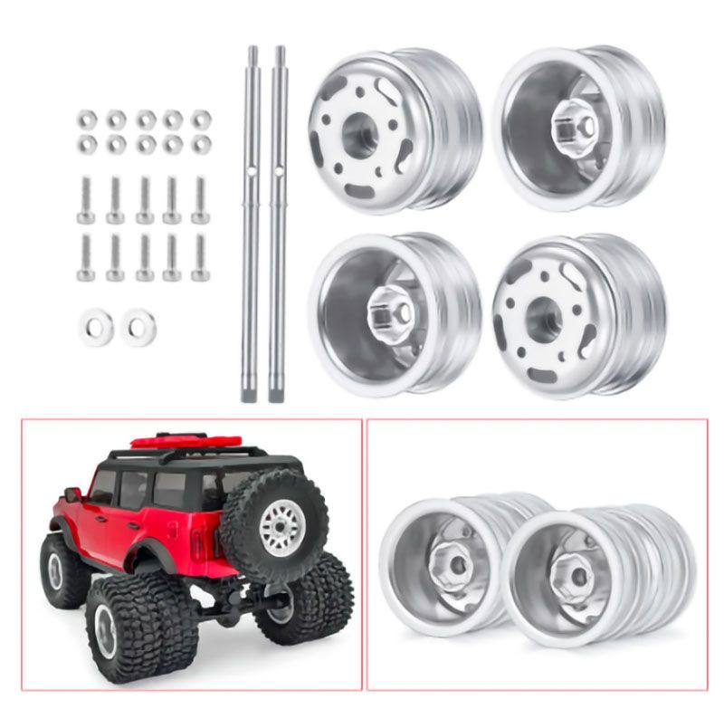 Power Hobby Aluminum Dually Wheels with Driver Shaft for 1/24 Axial SCX24