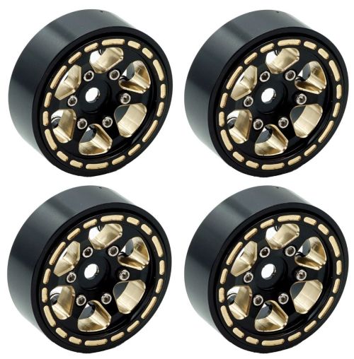 Power Hobby 1.0 inch Black Brass Beadlock Crawler Wheels for 1/24 Traxxas TRX-4M