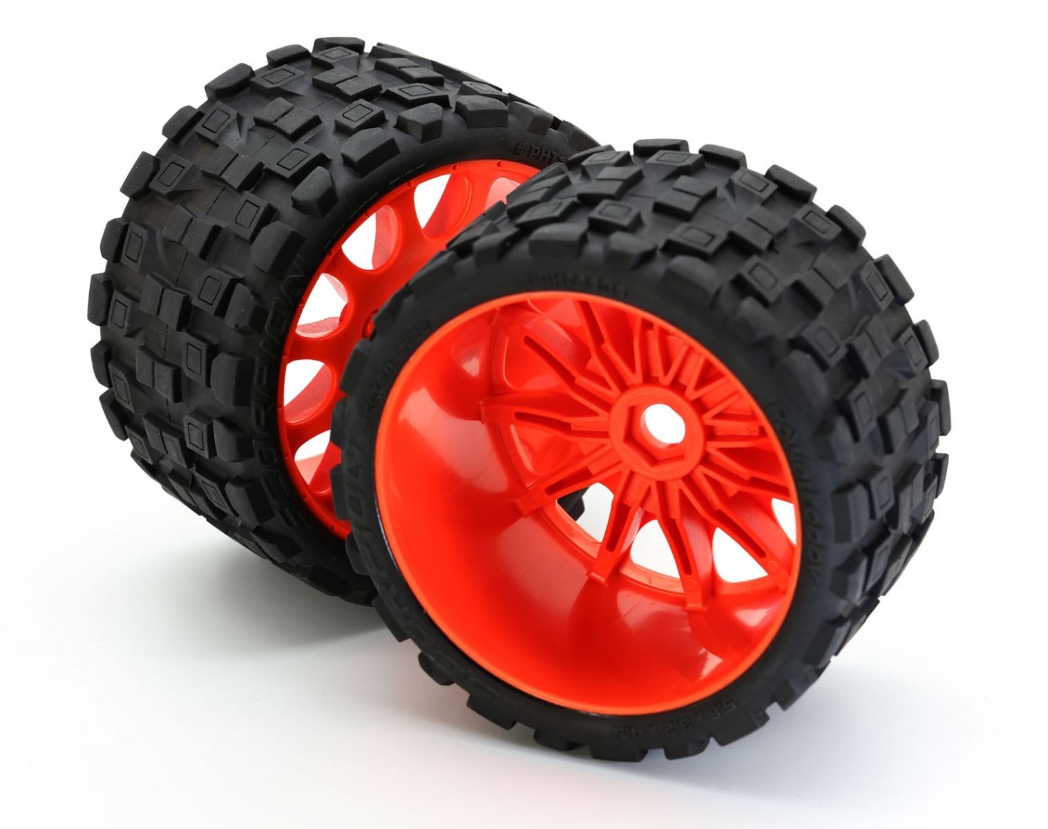 Powerhobby Scorpion Belted Monster Truck Tires / Wheels w 17mm Hex (2) Sport-Orange